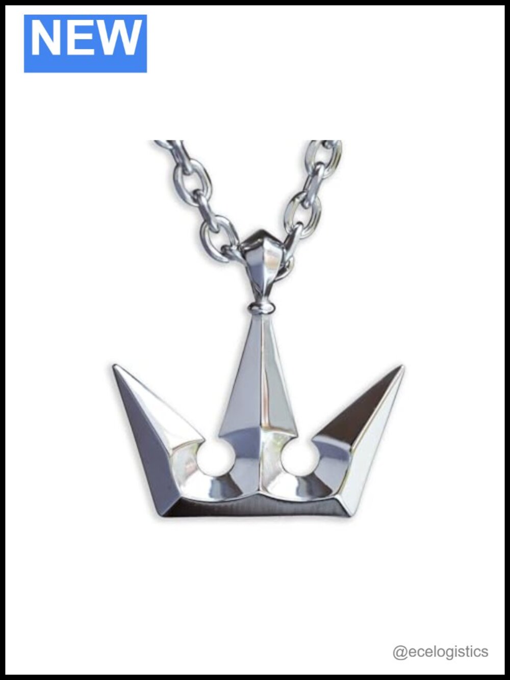 Two-Sided Cross Necklace Stainless Steel Pendant 28" Bold Chain
